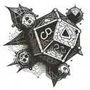 a beholder shaped like a D20 dice tattoo design idea