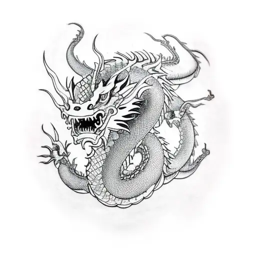 dragon doing pest control tattoo design idea