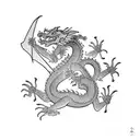 dragon doing pest control tattoo design idea