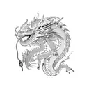 dragon doing pest control tattoo design idea