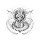 dragon doing pest control tattoo design idea