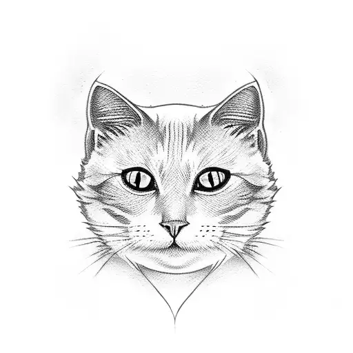 one eyed white cat tattoo design idea