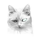 one eyed white cat tattoo design idea