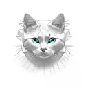 one eyed white cat tattoo design idea