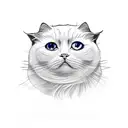 one eyed white cat tattoo design idea