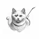 one eyed white cat tattoo design idea