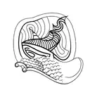 straight simple line with beach waves one one side and golf on the other tattoo design idea