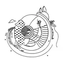 straight simple line with beach waves one one side and golf on the other tattoo design idea