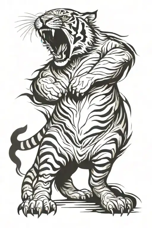 tiger full body angry tattoo design idea