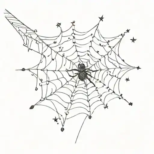 spider web and little stars tattoo design idea