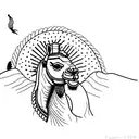 camel on Sandy dunes a Sphinx is in the background tattoo design idea