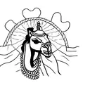 camel on Sandy dunes a Sphinx is in the background tattoo design idea