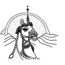 camel on Sandy dunes a Sphinx is in the background tattoo design idea