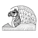 camel on Sandy dunes a Sphinx is in the background tattoo design idea