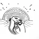 camel on Sandy dunes a Sphinx is in the background tattoo design idea