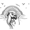 camel on Sandy dunes a Sphinx is in the background tattoo design idea