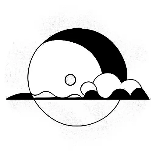 Sunset art deco style tattoo design idea