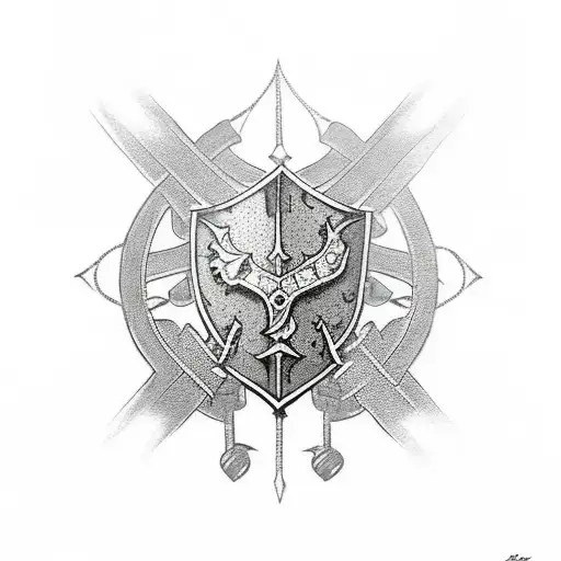 ancient armour with clan crest tattoo design idea