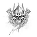 Knight skull berserk with chains and the Bran of sacrifice around it  tattoo design idea