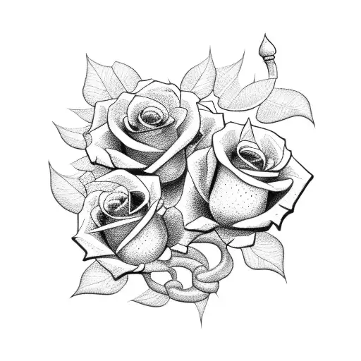 Chains and roses tattoo design idea