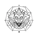 A minimalist tattoo featuring a black and purple wolf surrounded by a forest, with a Nordic wind rose in the background. tattoo design idea