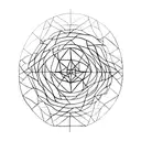 A minimalist tattoo of a Nordic wind rose with a wolf's silhouette incorporated into the design. tattoo design idea