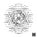 A minimalist tattoo of a Nordic wind rose with a wolf's silhouette incorporated into the design. tattoo design idea