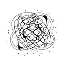 A minimalist tattoo of a Nordic wind rose with a wolf's silhouette incorporated into the design. tattoo design idea