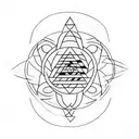 A minimalist tattoo of a Nordic wind rose with a wolf's silhouette incorporated into the design. tattoo design idea