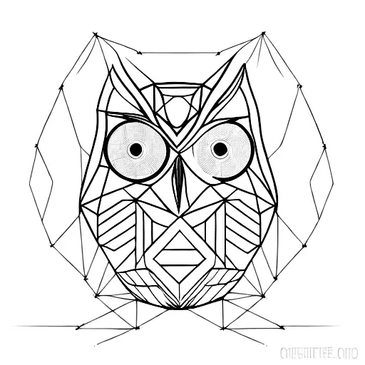 geometric owl. vertical. triangle. line art. tattoo design idea