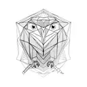 polygonal owl with vertical geometry  tattoo design idea
