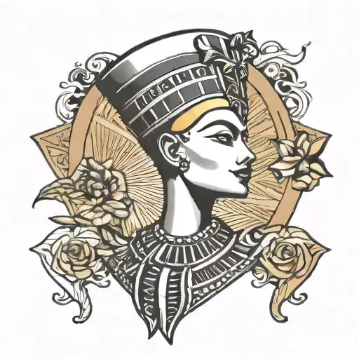 Nefertiti name written tattoo design idea