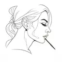 lady head shush pose male tattoo design idea