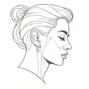 lady head shush pose male tattoo design idea