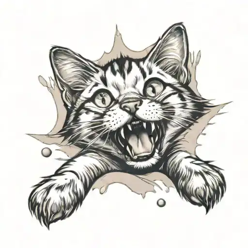 cat paw print surrounded tattoo design idea