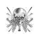 full body skeleton with broken bones tattoo design idea