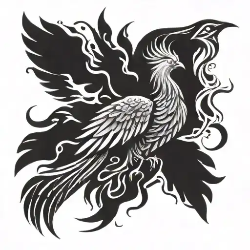 A majestic phoenix rising from the ashes, symbolizing strength and resilience tattoo design idea