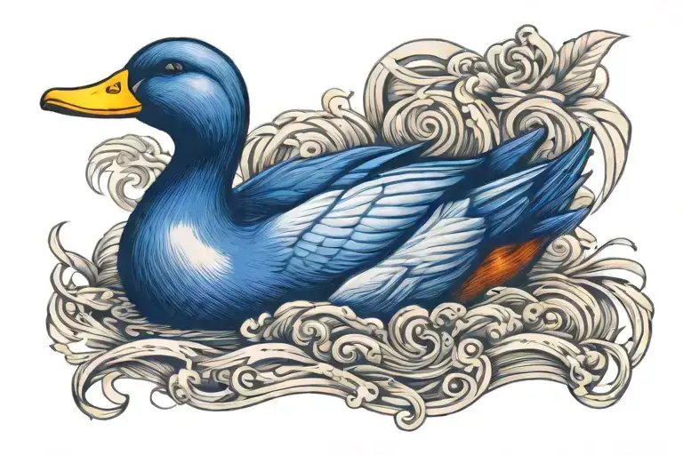 duck in bonnet tattoo design idea