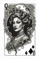 playing card queen tattoo design idea