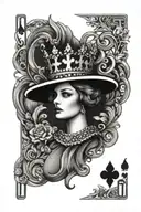 playing card queen tattoo design idea
