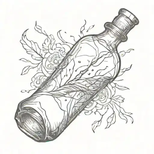 message in a bottle  tattoo design idea