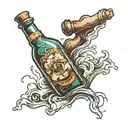 Message in a bottle floating tattoo design idea