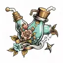 Message in a bottle floating tattoo design idea