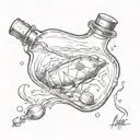 message in a bottle  tattoo design idea