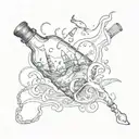 message in a bottle  tattoo design idea
