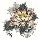Japanese lotus flower blooming tattoo design idea