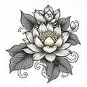 Japanese lotus flower blooming tattoo design idea