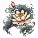 Japanese lotus flower blooming tattoo design idea