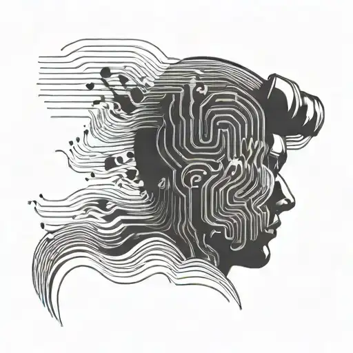 A silhouette of a person speaking with sound waves forming the outline, representing the power of communication tattoo design idea