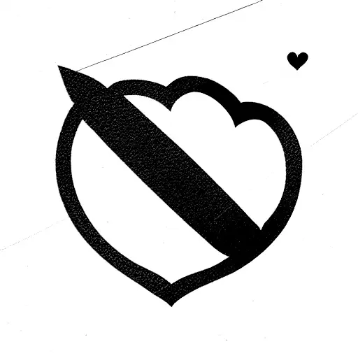 three minimal heart with numbers tattoo design idea